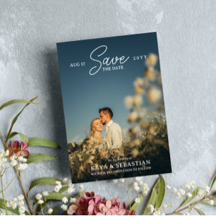 Romantische Typografie QR Code Foto Opslaan van de Save The Date