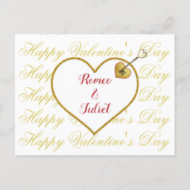 Romantische Typografie Red Gold Heart Valentijnsda Feestdagenkaart