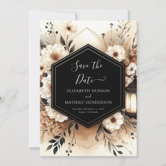 Romantische Typografie Rustieke bruiloft Save The Date (Voorkant)