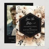 Romantische Typografie Rustieke bruiloft Save The Date (Voorkant / Achterkant)
