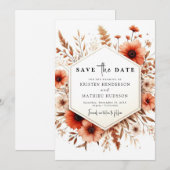Romantische Typografie Terracotta Wedding Save The Date (Voorkant / Achterkant)