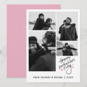 Romantische Typografie Valentijnsdag paar 4 foto Feestdagenkaart (Voorkant / Achterkant)