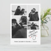 Romantische Typografie Valentijnsdag paar 4 foto Feestdagenkaart (Staand voorkant)