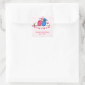 Romantische Uilen en harten Vierkante Sticker (Tas)