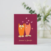 Romantische uilen: vrijen briefkaart (Staand voorkant)