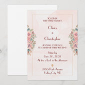 Romantische uitnodiging voor bloemrijke bruiloft (Voorkant / Achterkant)