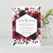 Romantische Unieke Crimson Red Wedding Save The Date (Staand voorkant)