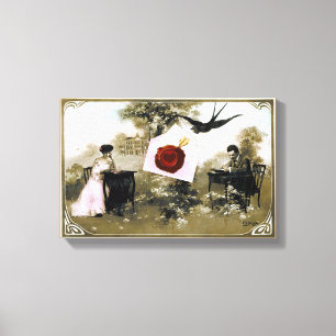 ROMANTISCHE VALENTIJN BRIEF, RODE WAX SEAL CANVAS AFDRUK