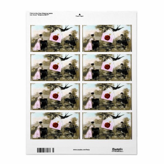 ROMANTISCHE VALENTIJN BRIEF, RODE WAX SEAL ETIKET (Full Sheet)