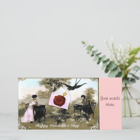 ROMANTISCHE VALENTIJN BRIEF, RODE WAX SEAL FEESTDAGENKAART (Staand voorkant)