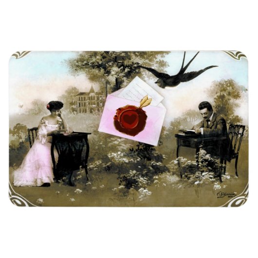 ROMANTISCHE VALENTIJN BRIEF, RODE WAX SEAL MAGNEET (Horizontaal)