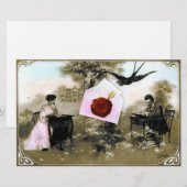 ROMANTISCHE VALENTIJN BRIEF, RODE WAX SEAL MET HAR BRIEFPAPIER (Voorkant / Achterkant)