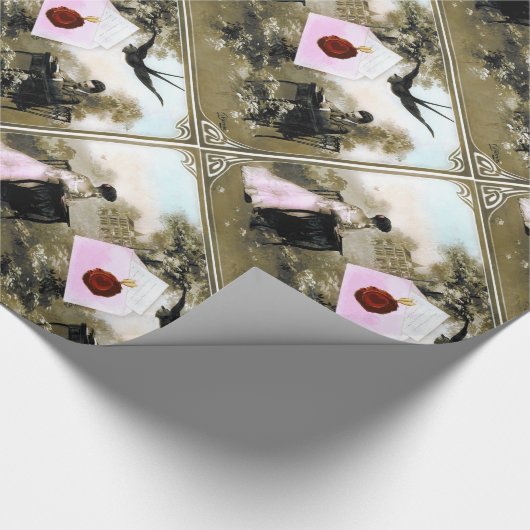 ROMANTISCHE VALENTIJN BRIEF, RODE WAX SEAL MET HAR CADEAUPAPIER (Hoek)