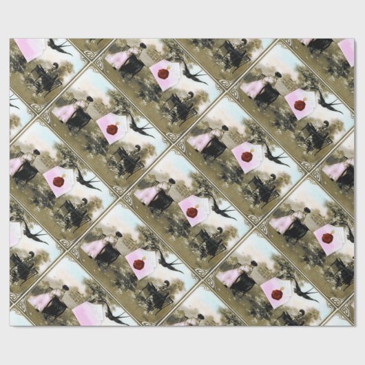 ROMANTISCHE VALENTIJN BRIEF, RODE WAX SEAL MET HAR CADEAUPAPIER (Vlak)