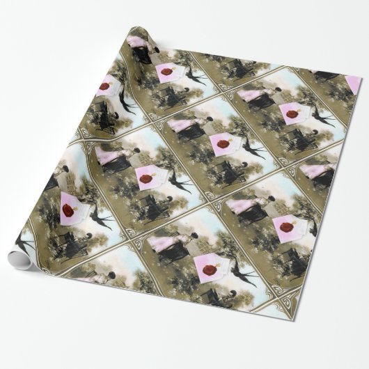 ROMANTISCHE VALENTIJN BRIEF, RODE WAX SEAL MET HAR CADEAUPAPIER (Uitgerold)