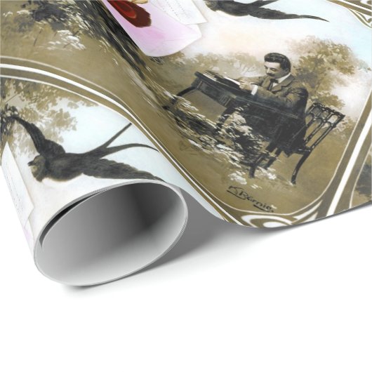 ROMANTISCHE VALENTIJN BRIEF, RODE WAX SEAL MET HAR CADEAUPAPIER (Rol Hoek)