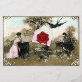 ROMANTISCHE VALENTIJN BRIEF, RODE WAX SEAL MONOGRA BRIEFPAPIER (Voorkant)