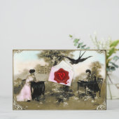 ROMANTISCHE VALENTIJN BRIEF, RODE WAX SEAL MONOGRA BRIEFPAPIER (Staand voorkant)