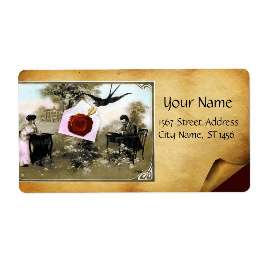 ROMANTISCHE VALENTIJN BRIEF, RODE WAX SEAL MONOGRA ETIKET (Voorkant)