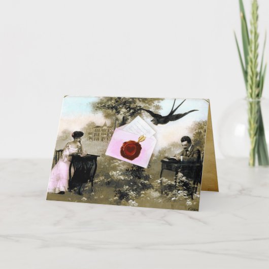 ROMANTISCHE VALENTIJN BRIEF, RODE WAX SEAL MONOGRA FEESTDAGEN KAART (Voorkant)