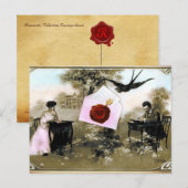 ROMANTISCHE VALENTIJN BRIEF, RODE WAX SEAL MONOGRA FEESTDAGENKAART (Voorkant / Achterkant)