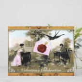 ROMANTISCHE VALENTIJN BRIEF, RODE WAX SEAL MONOGRA KAART (Staand voorkant)