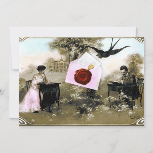 ROMANTISCHE VALENTIJN BRIEF, RODE WAX SEAL MONOGRA KAART (Voorkant)