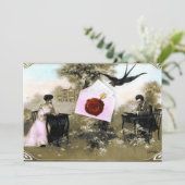 ROMANTISCHE VALENTIJN BRIEF, RODE WAX SEAL MONOGRA KAART (Staand voorkant)