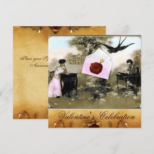 ROMANTISCHE VALENTIJN BRIEF, RODE WAX SEAL MONOGRA KAART (Voorkant / Achterkant)