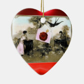 ROMANTISCHE VALENTIJN BRIEF, RODE WAX SEAL MONOGRA KERAMISCH ORNAMENT (Rechts)