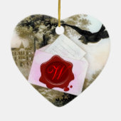 ROMANTISCHE VALENTIJN BRIEF, RODE WAX SEAL MONOGRA KERAMISCH ORNAMENT (Achterkant)