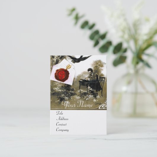 ROMANTISCHE VALENTIJN BRIEF, RODE WAX SEAL MONOGRA VISITEKAARTJE (Staand voorkant)