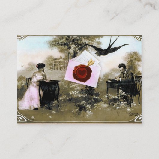 ROMANTISCHE VALENTIJN BRIEF, RODE WAX SEAL MONOGRA VISITEKAARTJE (Achterkant)