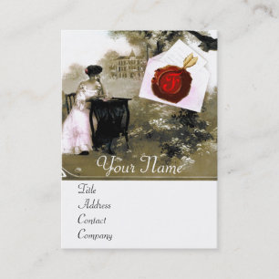 ROMANTISCHE VALENTIJN BRIEF, RODE WAX SEAL MONOGRA VISITEKAARTJE