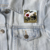 ROMANTISCHE VALENTIJN BRIEF, RODE WAX SEAL VIERKANTE BUTTON 5,1 CM (In situ)