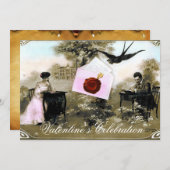 ROMANTISCHE VALENTIJN BRIEF ,RODE WAX ZEGEL MONOGR KAART (Voorkant / Achterkant)