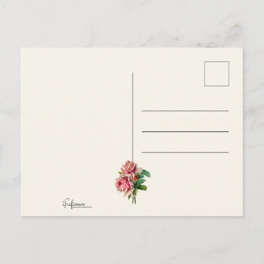 Romantische  Valentijn Hart en Rozen Feestdagenkaart (Achterkant)