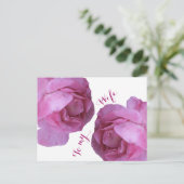 Romantische Valentijn houdt van  roze rozen bloeme Briefkaart (Staand voorkant)