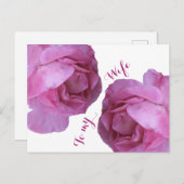 Romantische Valentijn houdt van  roze rozen bloeme Briefkaart (Voorkant / Achterkant)