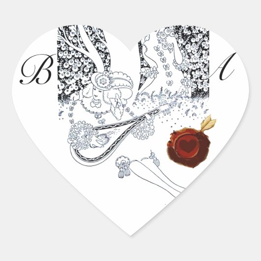 ROMANTISCHE VALENTIJN LOVERS RED WAX SEAL MONOGRAM HART STICKER (Voorkant)