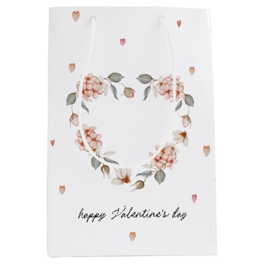 Romantische Valentijn met een bloemenhart Medium Cadeauzakje (Voorkant)