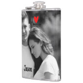 Romantische Valentijn Paar Foto I Red Heart U Naam Heupfles (Links)