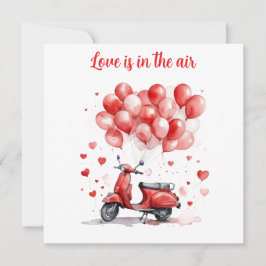 Romantische Valentijn Rode Scooter Italië Feestdagenkaart