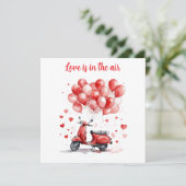 Romantische Valentijn Rood Scooter Italië   Feestdagenkaart (Staand voorkant)