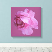 Romantische Valentijn roze roos modern bloemenboho Canvas Afdruk (Insitu (Houten vloer))
