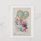 Romantische  Valentijn Rozen en hart Feestdagenkaart (Voorkant / Achterkant)