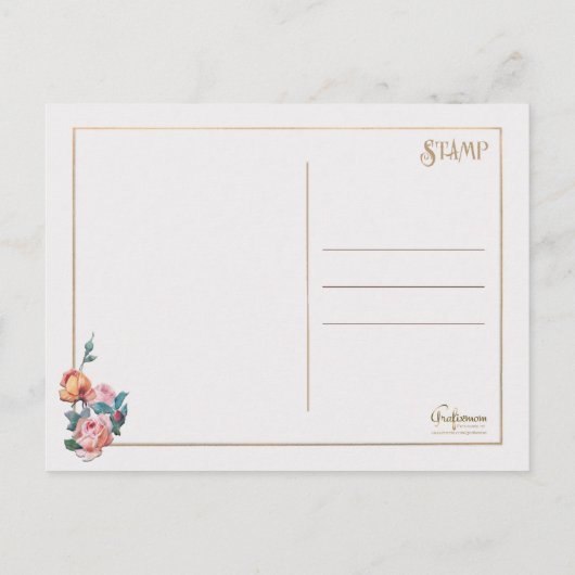 Romantische Valentijn Rozen en hart Feestdagenkaart (Achterkant)