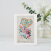 Romantische  Valentijn Rozen en hart Feestdagenkaart (Staand voorkant)