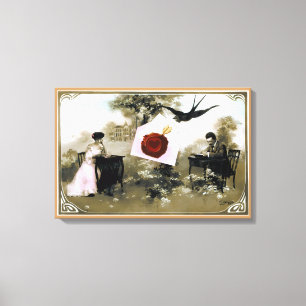 ROMANTISCHE VALENTIJNBRIEF, RODE WAX ZEGEL CANVAS AFDRUK