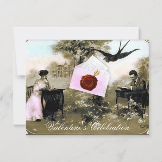 ROMANTISCHE VALENTIJNBRIEF, RODE WAX ZEGEL MONOGRA KAART (Voorkant)